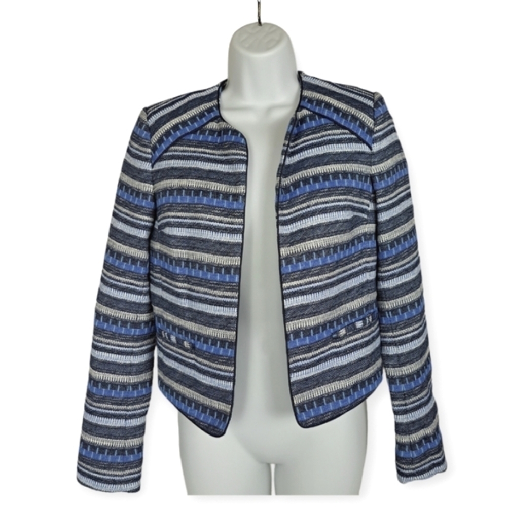 Rw&co Tweed Striped Cropped Blazer